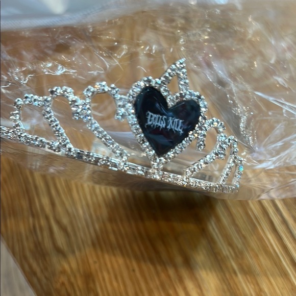 Dolls Kill 3 pack of black Heart silver crystal Tiara crowns new w tag bundle main image 9